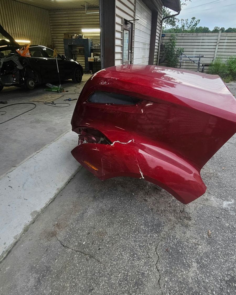 Cracked red bumper