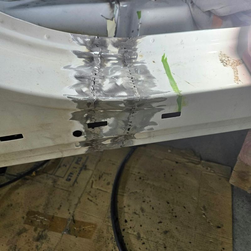 Weld seam joining new metal