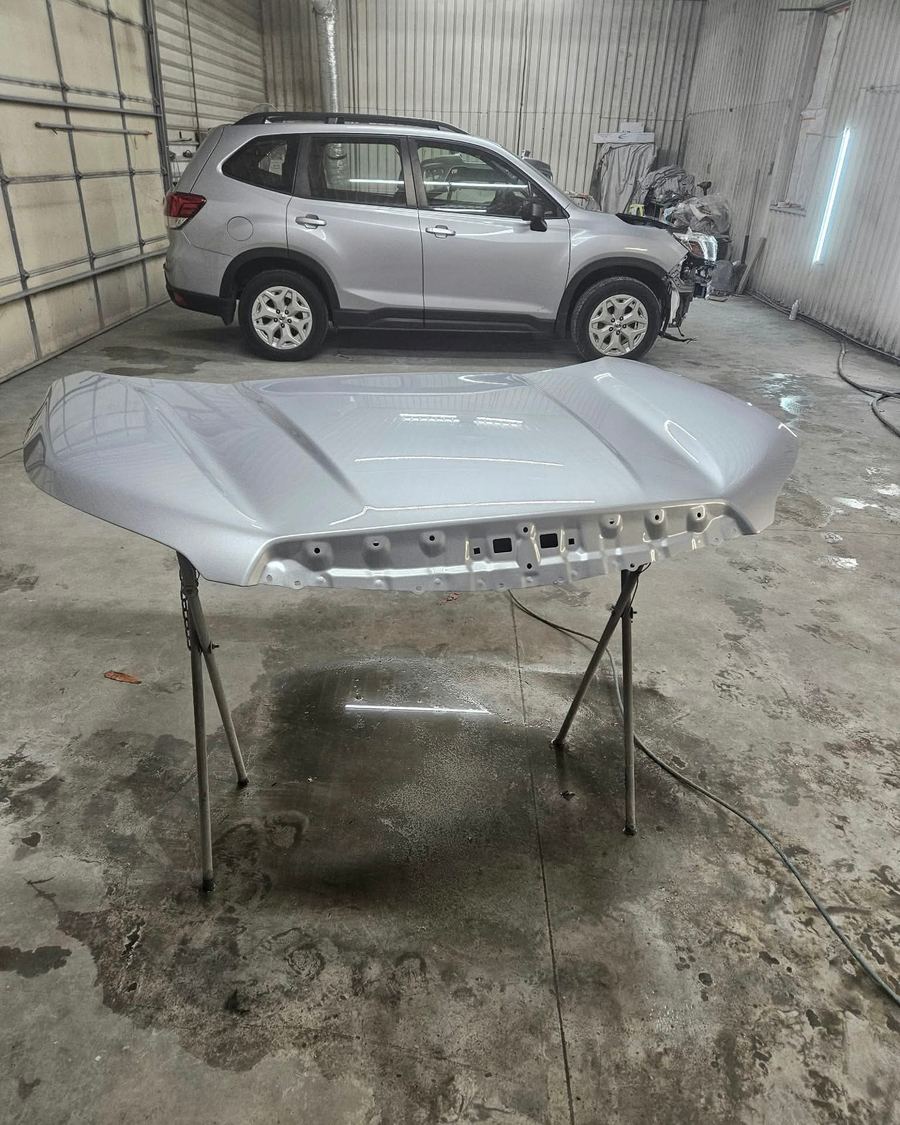 Freshly painted Subaru Forester hood